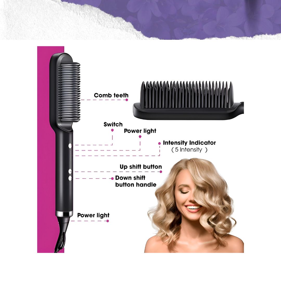 2 in 1 Hair Straightener Brush