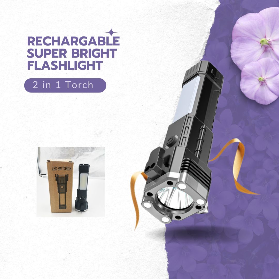 Rechargeable Super Bright LED Flashlight with Safety Hammer