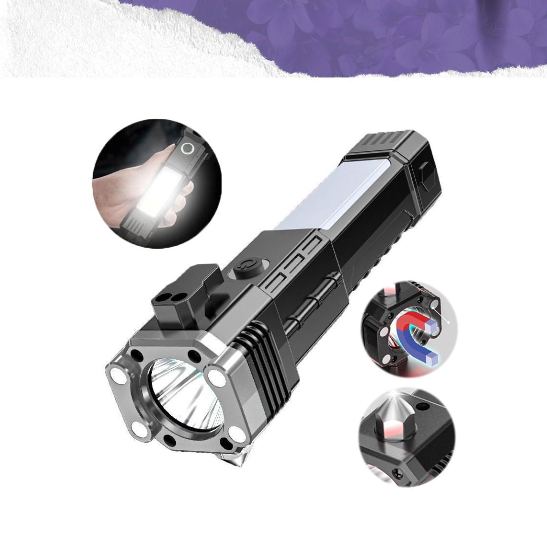 Rechargeable Super Bright LED Flashlight with Safety Hammer